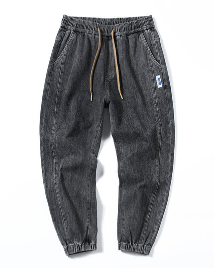 Elastic Waist Jeans Men's Autumn And Winter Loose Plus Size Casual Elastic Ankle-tied Harem Pants