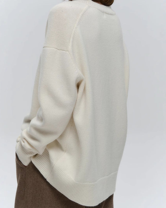 Loose And Warm Simple Pullover Solid Color Knitted Sweater