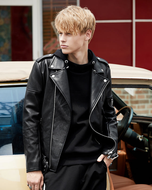 Spring And Autumn New Fleece And Thick Leather Jacket Fashion Brand