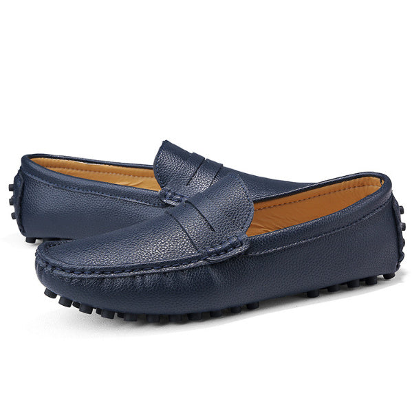 Winter Casual Leather Shoes, Men'S Shoes, Business All-Match Peas Shoes, Soft Soles, Soft Leather One-Step Shoes