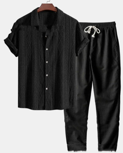 Loose Short Sleeve Shirt Trousers Suit Men