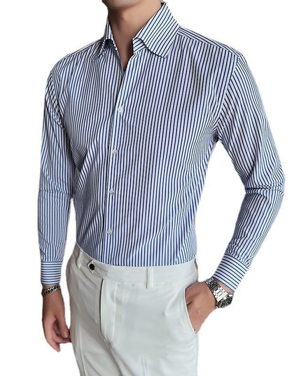 Men's Large V Non-ironing Striped Shirt