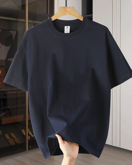 Drop Shoulder Loose Round Neck Pure Color All-matching