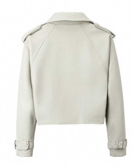 Women's Solid Color Casual Loose Fit Leather Jacket