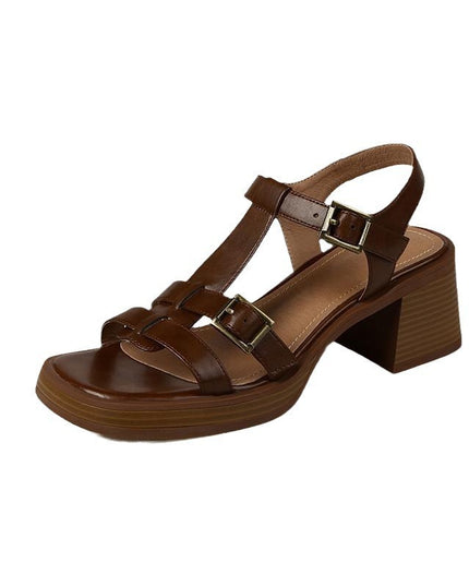 Women's T-buckle Open Toe Platform All-matching Chunky Heel Retro High Heel Sandals