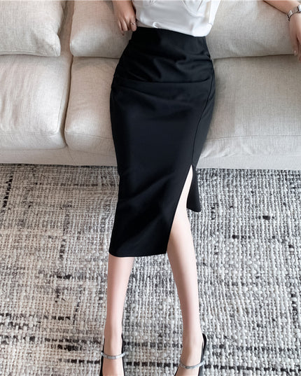 One-Step Skirt Hip Skirt Slimming Mid-length Skirt High Slit