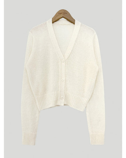 Simple All-match V-neck Single Breasted Sweater Coat