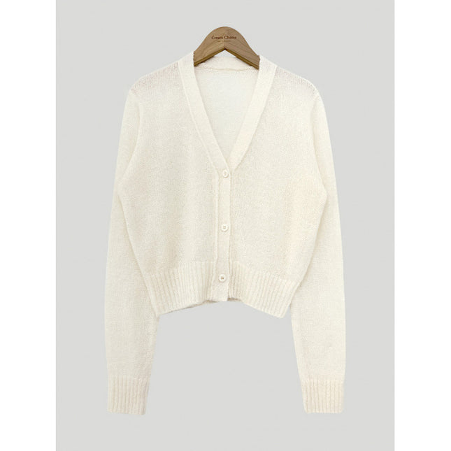 Simple All-match V-neck Single Breasted Sweater Coat
