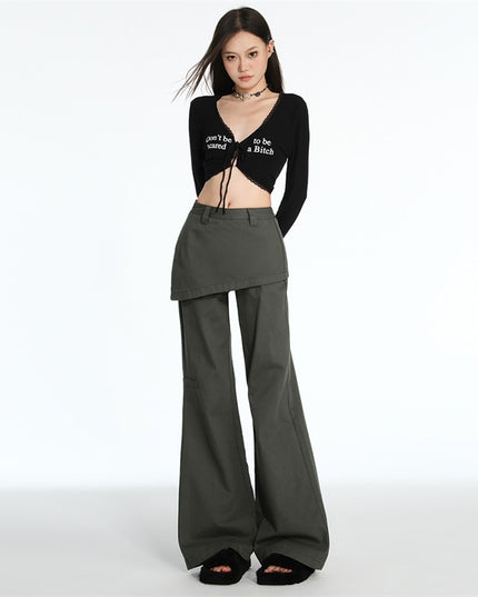 American Retro Fake Two-piece Design Slightly Spicy Casual Pants