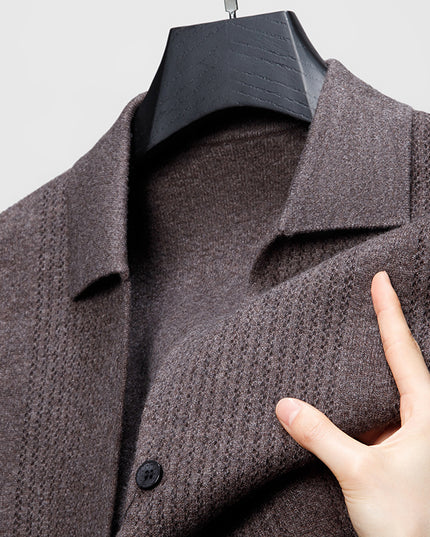 Pure Color Knitted Cardigan For Young Men Korean Style Sweater Lapel