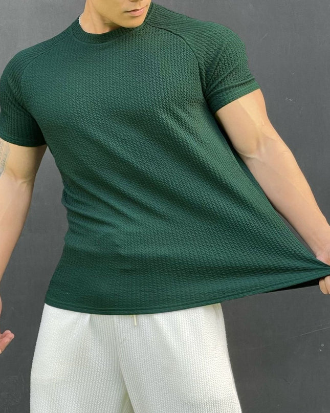 Summer Men's Snake Pattern Short Sleeve Solid Color Casual T-shirt