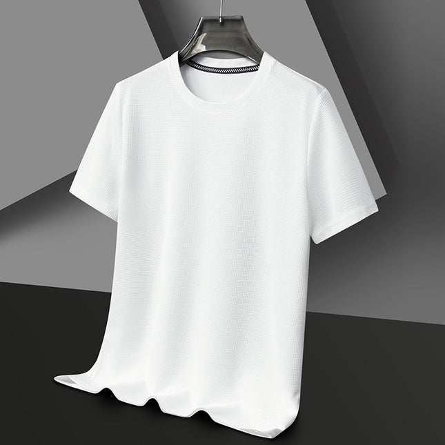Summer Solid Color Men's Polyester Round Neck T-shirt