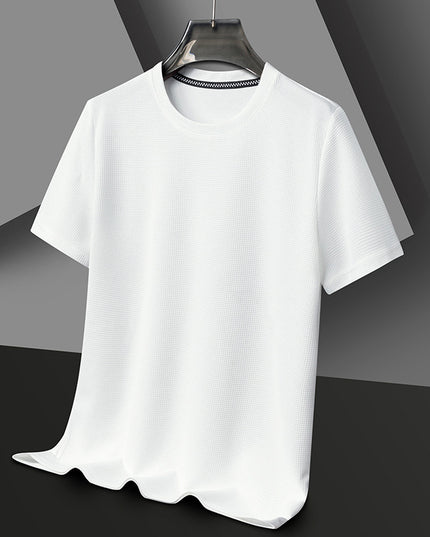 Summer Solid Color Men's Polyester Round Neck T-shirt