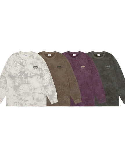 Heavy Long-sleeved T-shirt Retro Loose Tie-dye Printed Bottoming Shirt