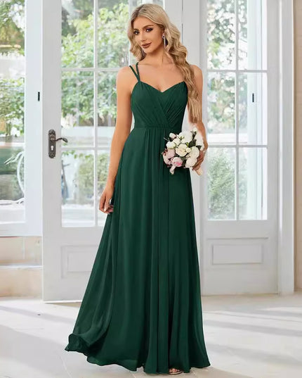 Sling Banquet Temperament Long Pleating Dress