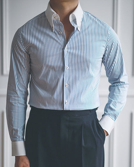 Men's Slim Fit Pointed Collar Long Sleeve Shirt With Different Colors