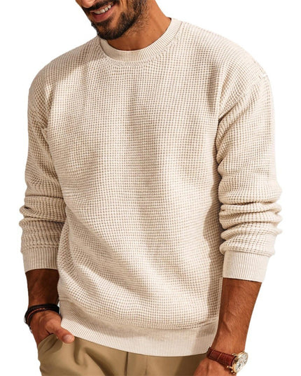 Men's Fashion Solid Color Waffle Casual