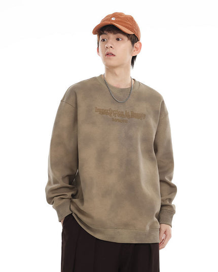 Retro Heavy Waste Soil Style Round Neck Sweater For Men