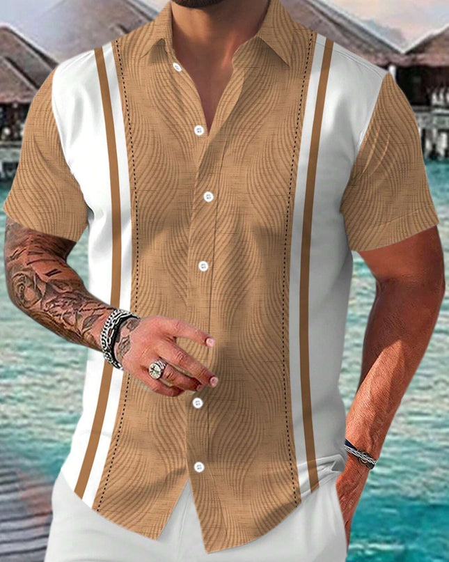 Casual All-matching Fashion Geometric Trend Short Sleeve Shirt