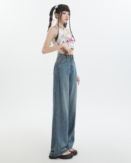 Fashion Women Loose Ice Silk Wide-leg Pants