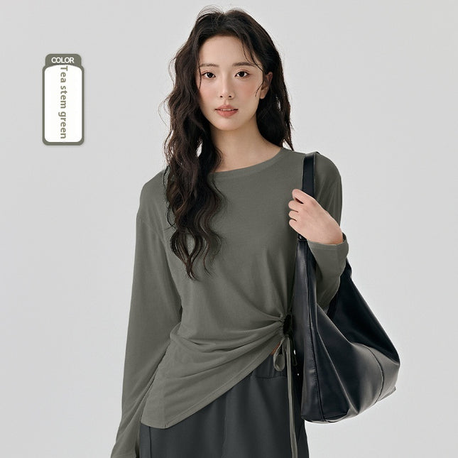 Modal Side Sexy Cutout Drawstring Loose Breathable Pilates Sports Blouse