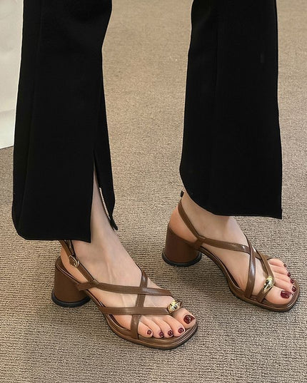 Women's Fashionable All-match Gentle Temperament Ankle-strap High Heel Sandals