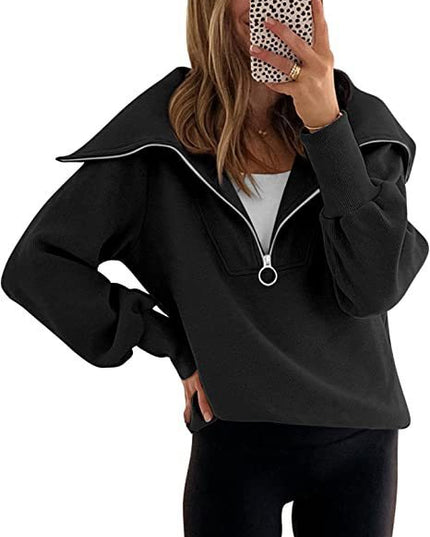 New Long-sleeve Zipper Drop Shoulder Pullover Hoodie
