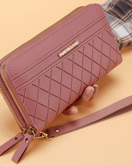 Women's Simple Double Zipper Multiple Card Slots Long Wallet