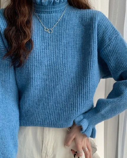 Wooden Ear Half Turtleneck Knitted Bottoming Shirt Top