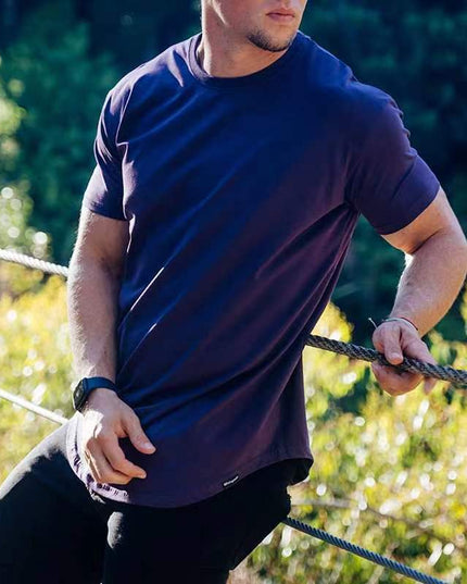 Slim Fit Muscle Round Hem Short Sleeve Popular Sports T-shirt