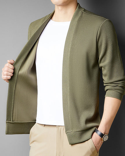 Spring New Fake Two-piece Men's Long-sleeved Knitted Cardigan