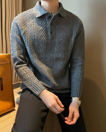 Winter Thermal Base Pullover Men's Sweater Casual Polo Collar Polo Shirt