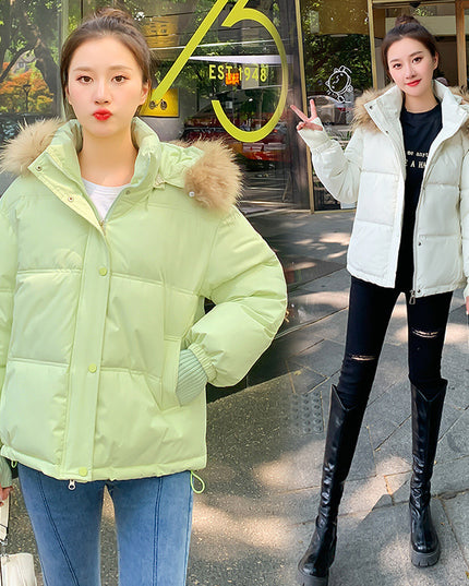 Loose Hooded Gloves Thickened Thermal Quilted Jacket Coat For Women