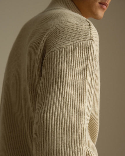 Lazy And Versatile Wool Turtleneck Half Loose Zip Sweater