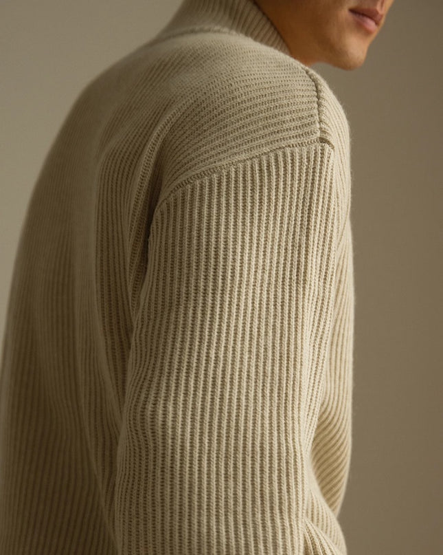 Lazy And Versatile Wool Turtleneck Half Loose Zip Sweater