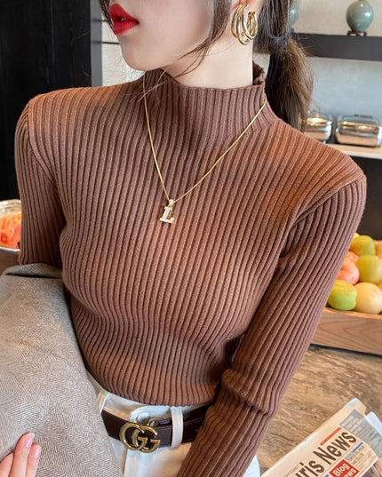 Half Turtleneck Knitted Sweater Women's Bottoming Shirt Women's Autumn And Winter