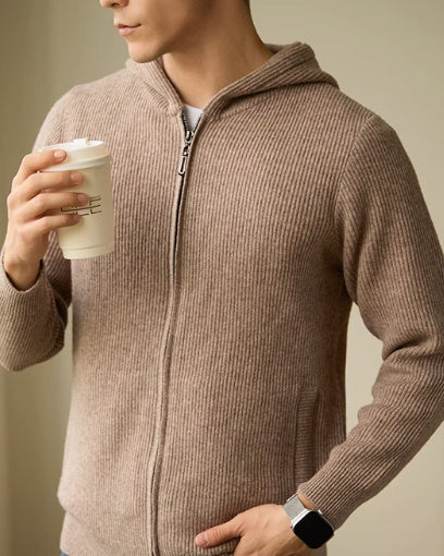 Men's 100 Pure Wool Hooded Cardigan New Autumn And Winter Sweaters