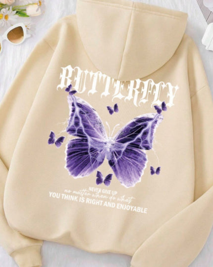 Purple Butterfly Sports Hooded Top Women's Sweater