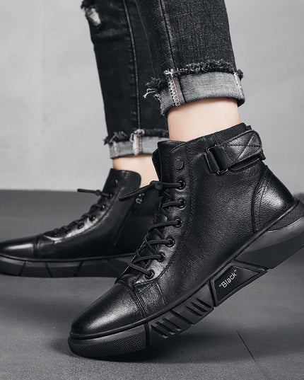 Men's New Leather Plush Martin Boots Casual