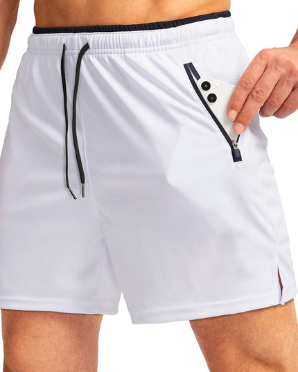 Men's Running Short Belt Zipper Pocket Quick-drying Gym Exercise Lightweight