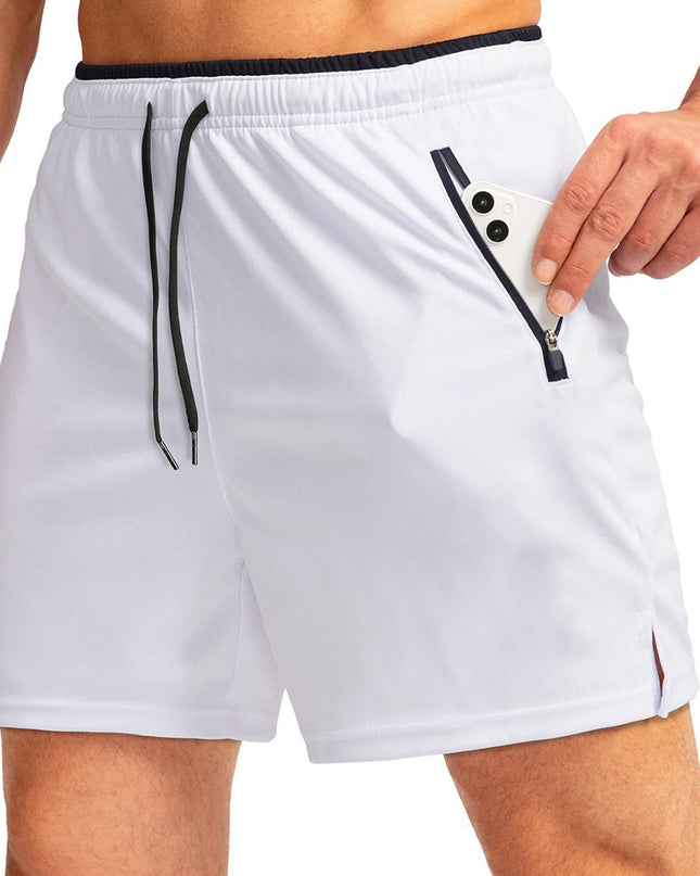 Men's Running Short Belt Zipper Pocket Quick-drying Gym Exercise Lightweight