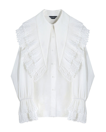 Lace Ins Tide Flared Sleeves Loose Shirt