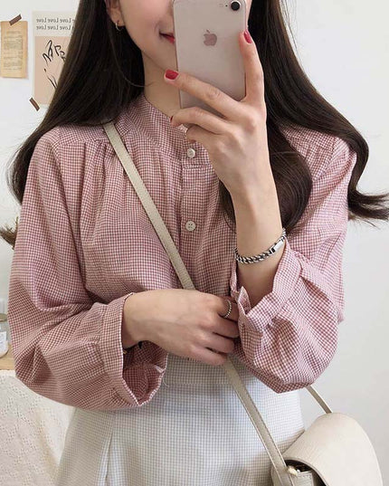College Style Design Small Foreign Style Versatile Plaid Shirt