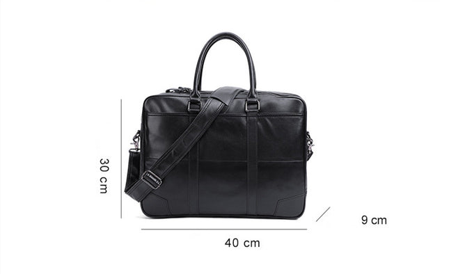 Leather Men’s Briefcase | Business Messenger Bag, 15-Inch Laptop Compatible