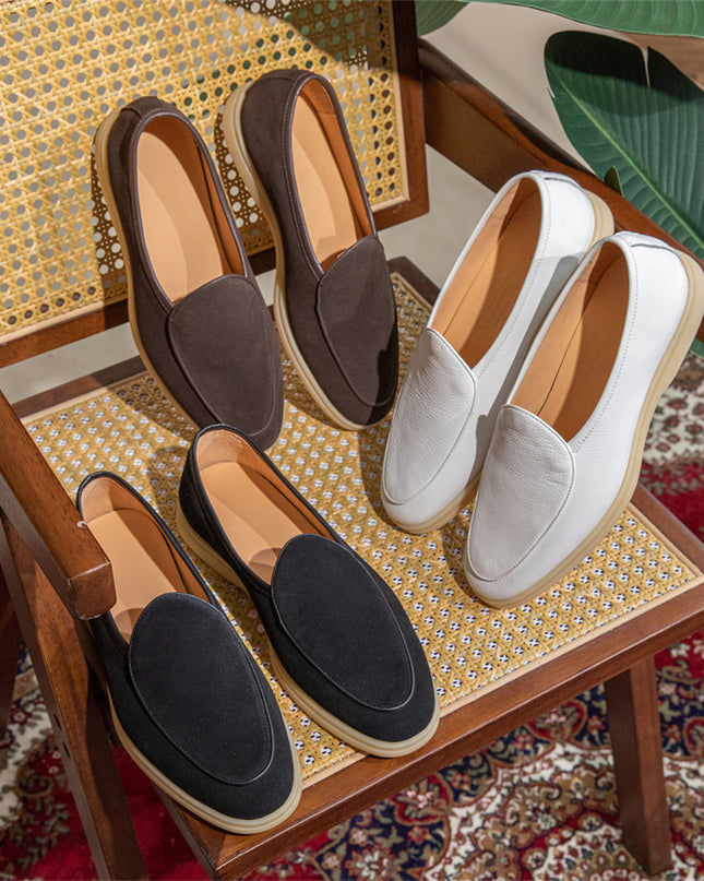 Plain Rubber Thick-soled Men's Suede Casual Leather Shoes