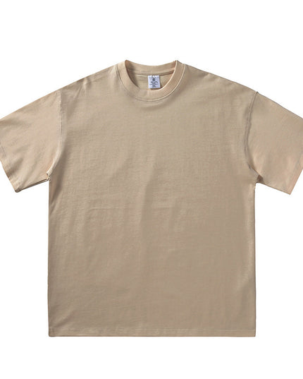Pure Cotton Drop-shoulder Solid Color Small Neckline T-shirt