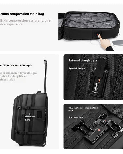 Vacuum Expandable Trolley Backpack Large Capacity Scalable Business Trip