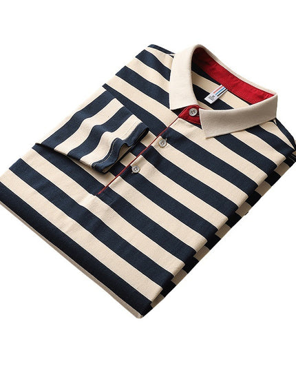 Men's Long-sleeved T-shirt Striped Tb Cotton Lapel