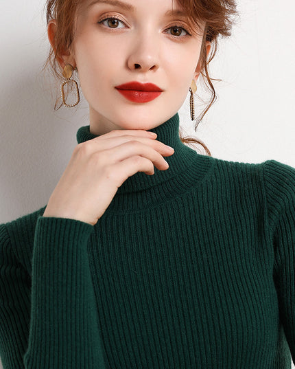 Simple Temperament High Collar Sweater Women's FallWinter Slim Short Pullover