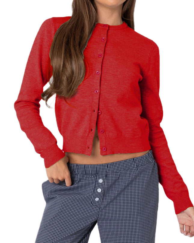 Autumn And Winter Women's Clothing Solid Color Buttons Cardigan Long Sleeve